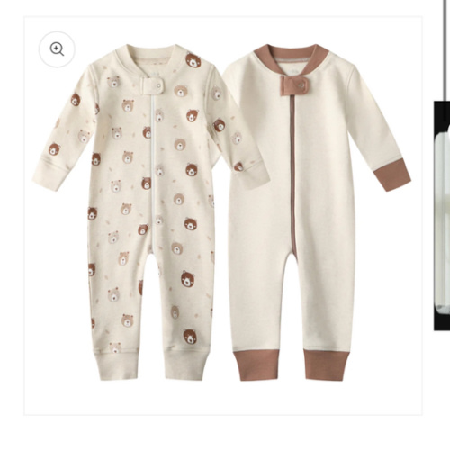 100% Cotton Footless Zip Pajamas - 2 pack - Mini Bears&beige – Owlivia