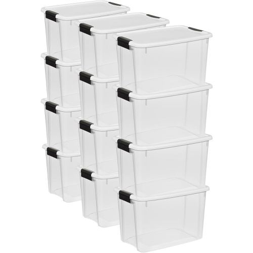 Sterilite Ultra Latch Box with Lids for Home and Office, 30 Quart, 6-Pack