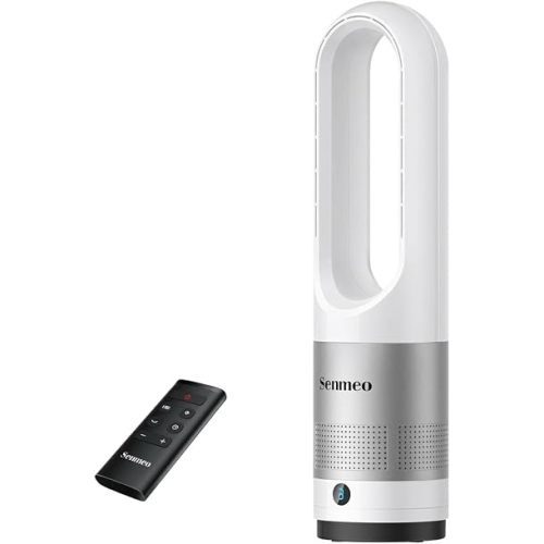 Bladeless Fan for Bedroom, 22" Tower Fan with Remote, 8 Speeds, 9 Hour Timer, 90° Oscillating, LED Display with Auto Off, Easy to Clean, Bladeless Desk Fan for Bedroom, Kitchen, Office