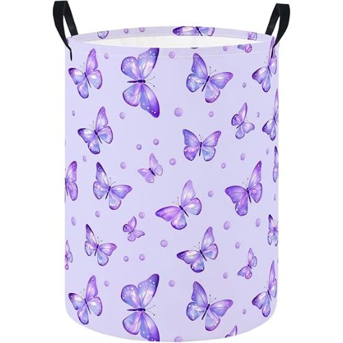 HIYAGON Baby Laundry Hamper Basket Baby Hamper for Nursery Boy and Girl Cute Kids Toys Storage Bin Organizer Boho Room Decor(Butterfly)