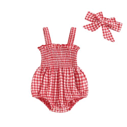 FOMOYUU Infant Newborn Baby Girl Ruffle Sleeveless Romper Summer Clothes Outfit with Cute Floral Print Jumpsuit