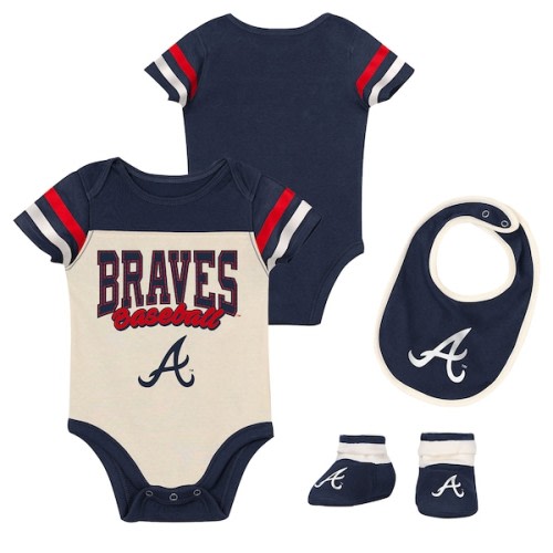 Newborn Atlanta Braves Outerstuff Navy Up One Three-Piece Bodysuit, Bib & Booties Set