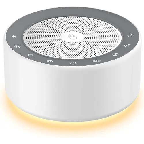 Kipcush White Noise Machine with Night Light – Nursery Sound Machine with Soft Non-Glare Lamp, 30 Soothing Sounds, 8 Color Lights, Up to 8-Hour Timer for Baby & Adults