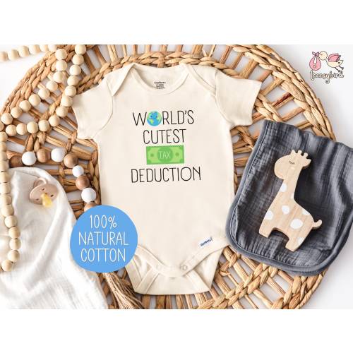 Cutest Tax Deduction Onesies®, Natural Cotton Baby Bodysuit, Baby Shower Gift for Accountant, Funny IRS Baby Romper, Baby Gift for New Mom
