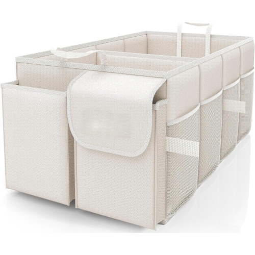 Trunk Organizer - Car Organizer, Foldable Trunk organizer for SUVs & Sedans, Sturdy Car Organization for Car Accessories, Tools, Sundries, 2 Compartments