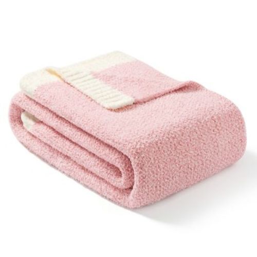 Snuggle Sac Soft Reversible Throw Blanket Knitted Blanket Cozy Bedding Blankets