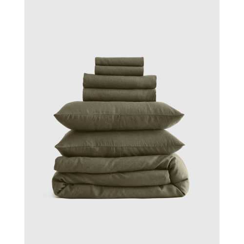 Deluxe Linen Duvet Bundle | Quince in Dusty Olive