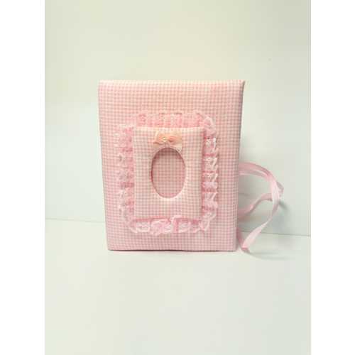Pink Checkered Custom Fabric Photo Album for Girl - Perfect Gift!  Holds 100 4x6 Photos - Handmade