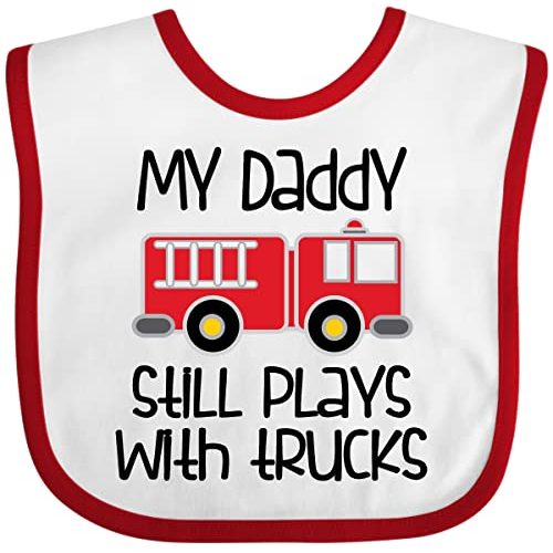 inktastic Firefighter Daddy Plays with Trucks Baby Bib