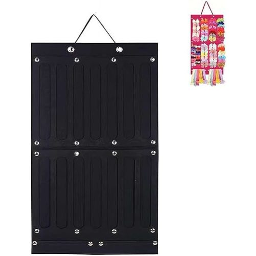 Hair Bow Organizer for Girls Bows Holder Baby Headband Storage Nursery Wall Decor, Large Capacity Hair Accessories Display Hanger for Alligator Clips Hairpins,Girl Gifts (Black)