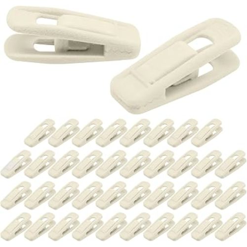 Velvet Hanger Clips, 40 PCS Non-Slip Flocked Clips for Pants, Skirts, Suits, Shirts, Socks (Beige)
