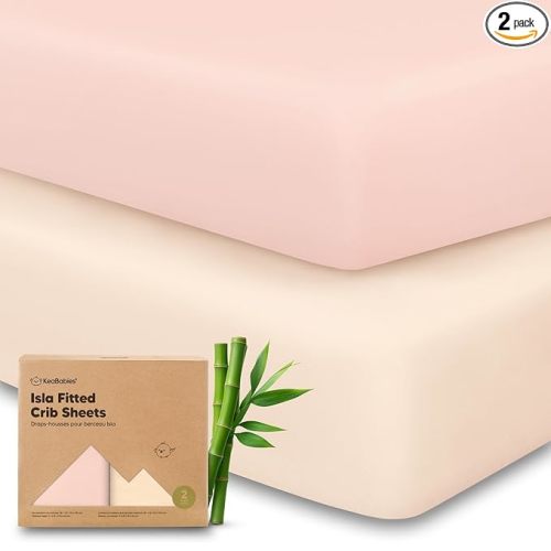 KeaBabies 2-Pack Baby Crib Sheets for Boys, Girls - 52x28 Viscose Derived from Bamboo Toddler Bed Sheets Neutral, Fitted Crib Mattress Cover for Standard Baby Bedding, Soft & Cozy (Cameo)