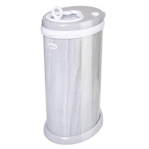 Ubbi Stainless Steel Diaper Pail - Woodgrain Gray