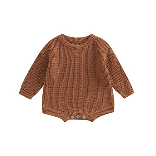 Partclots Newborn Baby Romper Sweater Embroidery Knit Pullover Warm Sweatshirt Romper Fall Winter Clothes