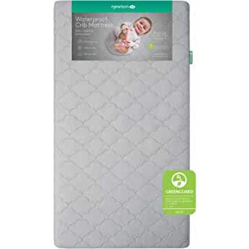 Newton Crib Mattress, Waterproof Breathable Washable, Grey