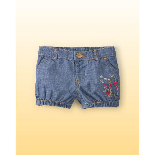 Baby Girl Disney© Winnie the Pooh Chambray Embroidered Bubble Shorts - Medium Wash - OshKosh B'gosh | Carter's