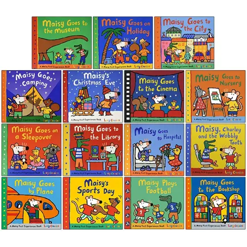 Maisy Mouse First Experience 15 Books Pack Collection Set by Lucy Cousins (Bookshop, Football, Sports Day, Plane, Hospital, Library, Sleepover, Nursery & MORE!)