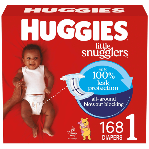 Huggies Little Snugglers Baby Diapers, Size 1 (8-14 lbs), 168 Ct