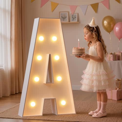 imprsv Large Marquee Letters, 3FT Light Up Letters A Sign for Party Decor | Letras Con Luces, Big Letters With Lights for Grad Baby Birthday Decor, Warm White Light 21 Pcs Accessory Set