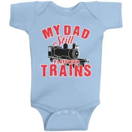 Threadrock Unisex Baby My Dad Still Plays with Trains Bodysuit