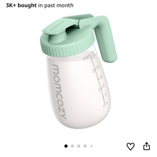 Momcozy Breast Milk Pitcher, Resistant to Heat and Cold Abrupt Temp Swings, No Leak Glass Breast Milk Fridge Storage Container with Wide Mouth, Fast Baby Formula Maker, Green