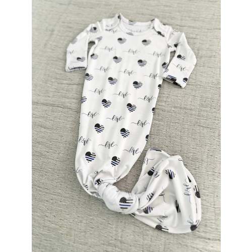 “Thin Blue Love” Knotted Gown