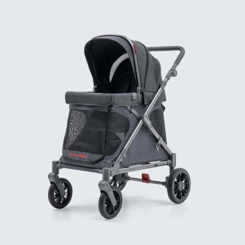 Familidoo Q1 Multi-Use Kids Wagon Stroller – Foldable, Lightweight & All-Terrain for Kids & Pets – 5-Point Safety Harness, Rain Cover & Compact Travel Design – Supports Up to 132 lbs (Charcoal Gray)