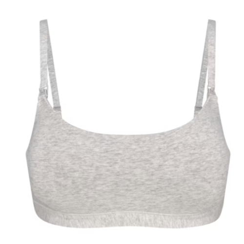 COTTON JERSEY MATERNITY NURSING SCOOP BRALETTE | LIGHT HEATHER GREY | SKIMS