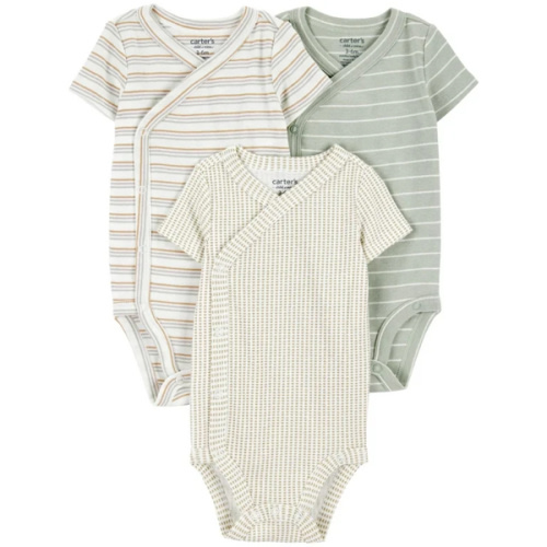 Carter's Child of Mine Baby Unisex Wrapover Bodysuits, 3-Piece, Sizes Preemie-18 Months