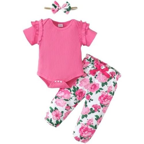 Newborn Baby Girl Clothes Infant Girl Outfits 0 3 6 12 18 Months Clothes for Girls Headband Clothing Set