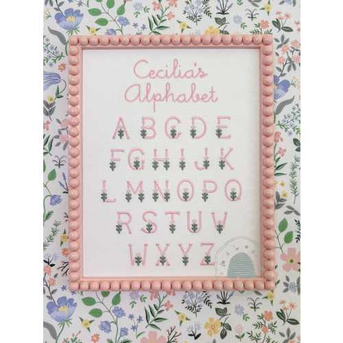 Personalized Floral Alphabet Embroidery, Custom Name Nursery Wall Art, Heirloom Baby Gift
