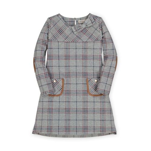 Hope & Henry Girls' Quilted Ponte Riding Dress (gray, Berry, And Navy Plaid, 12-18 Months)