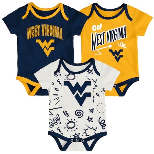 West Virginia Mountaineers Outerstuff Newborn & Infant Three-Pack All Day Play Bodysuit Set