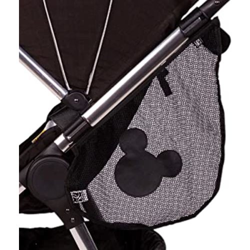 J.L. Childress Disney Baby Side Sling Stroller Cargo Net - Stroller Organizer Attachment for Storage, Mesh Bag for Baby Accessories, Universal Fit - Mickey, Black