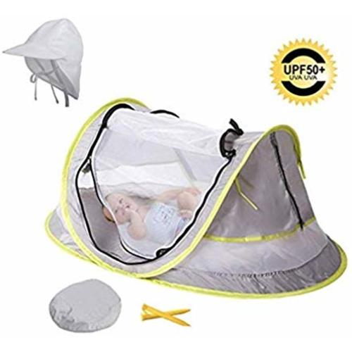 Baby Beach Tent + Baby Sun Hat – Ultralight Weight Extremely Easy to Set Up - Anti UV Baby Tent (Ideal for Infants & Newborns) – No More Bugs or Mosquitos – Bonus Baby Beach Hat for Boys or Girls