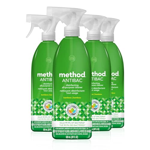method All-Purpose Cleaner Spray, Bamboo, 28 fl oz, 4 Pack | Antibacterial Cleaner Kills 99.9% of Household Germs, Cleans and Sanitizes in One Step, Tough on Grease, Easy on Surfaces