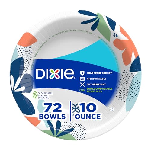 Dixie Small Paper Bowls, Microwave-Safe, Soak-Proof, Disposable Bowls Great For Snacks, Dessert, And Light Lunch Meals