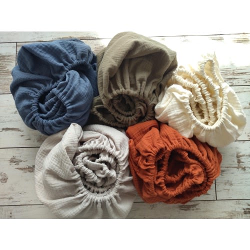 Muslin Fitted Baby Crib Sheet: Bedside Double Gauze Organic Cotton Soft Sheets