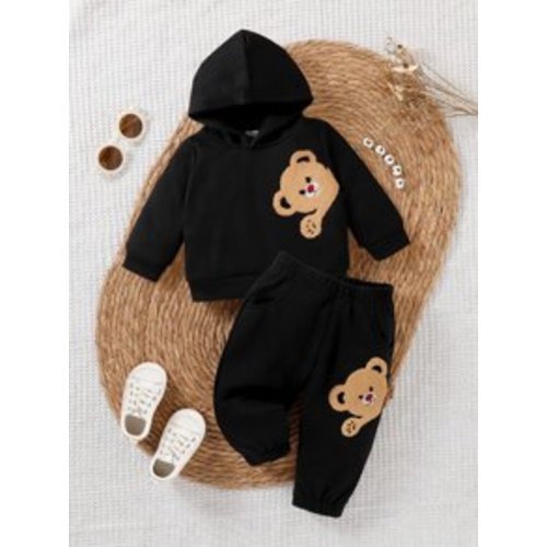 Baby Boy Bear Patched Hoodie & Sweatpants