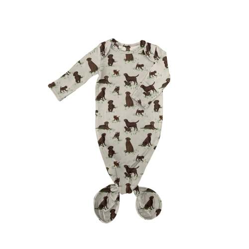 Chocolate Labrador Dogs - Knotted Infant Gown: 0-3 mo