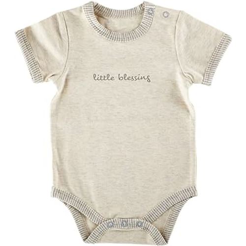Stephan Baby Inspirational Heather Snapshirt-Style Diaper Cover, Little Blessing, Gray/Cream, 0-3 Months