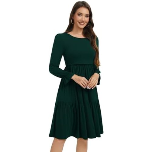 Smallshow Women's Maternity Nursing Dress Long Sleeve Ruffle Breastfeeding Clothes