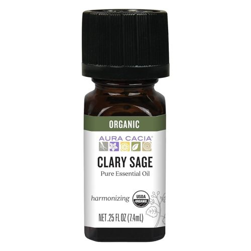 Aura Cacia Aromatherapy 100% Organic Essential Oil Clary Sage, 0.25 Oz