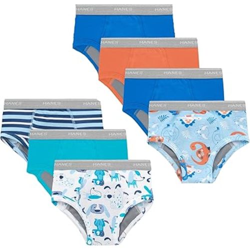 Hanes boys Potty Training Underwear, Light Leaks Toddler Cotton Briefs and Boxer Briefs, Multi-pack
