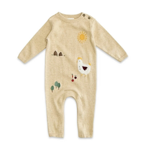 Chicken Farm Jacquard Knit Baby Jumpsuit (Organic Cotton)