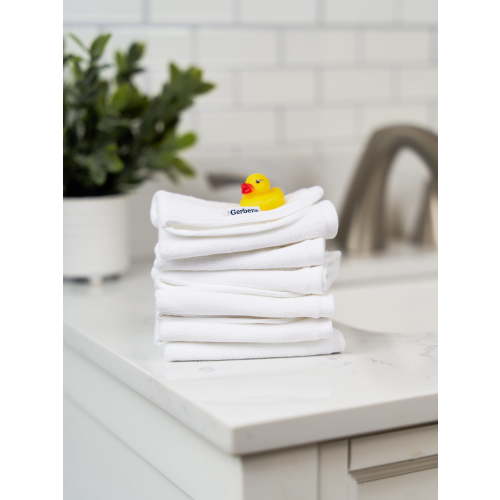 Gerber Baby Boy or Girl Unisex White Washcloths, 6-Pack, One Size