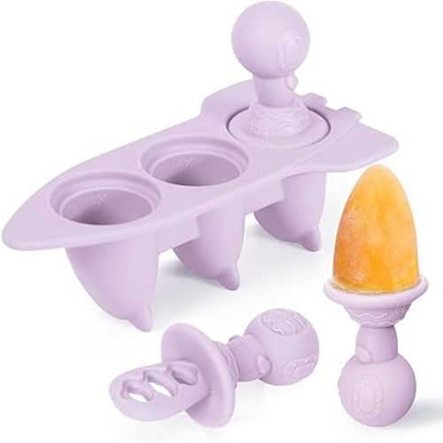 Haakaa Silicone Toddler Popsicle Mold, 3-Cavity Mini Baby Popsicle Molds with Easy-Grip Handles & Choke-Guard Design, Breastmilk Popsicle Molds for Teething Relief & Self-Feeding,6 Month+