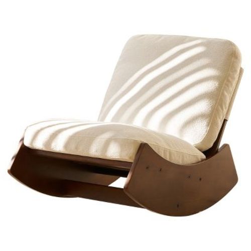 Maliang Comfortable Rocking Chair, Upholstery Glider Chair, Solid Wood Frame, for Bedroom,Living Room, White