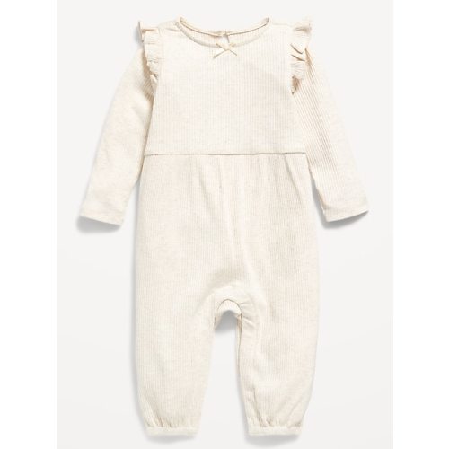 Long-Sleeve Ruffle-Trim Ribbed Jumpsuit for Baby | Old Navy