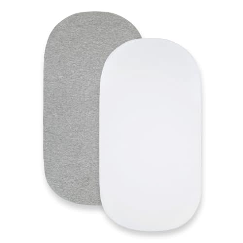 Burt's Bees Baby 100% Organic Cotton Infant Fitted Bassinet Sheet, 2-Pack | Fits 15" x 33" Oval or Rectangle Bassinet Pads, Elastic Snug Fit, Unisex Newborn Essential for Any Nursery Bedding Set